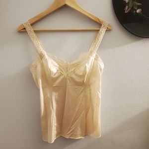 Vintage Olga Silky Beige Lacey Night Camisole